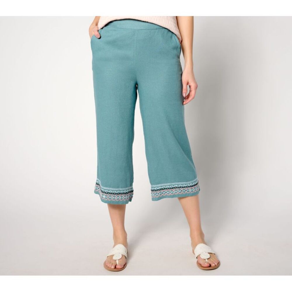 Guess Women's Pants Sz S Denim & Co. Naturals Reg Linen Blend Blue A644106